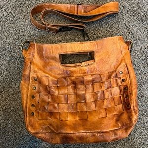 Cognac Rustic Leather Orchid Handbag